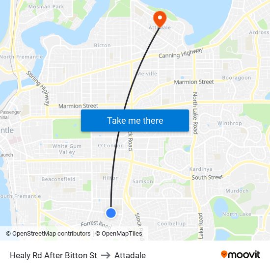 Healy Rd After Bitton St to Attadale map