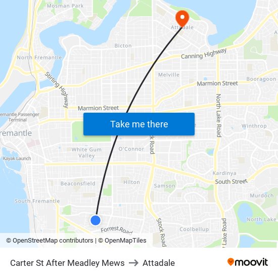 Carter St After Meadley Mews to Attadale map