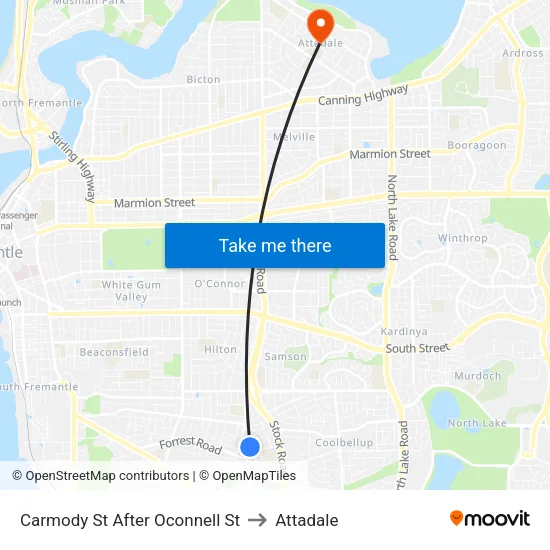 Carmody St After  Oconnell St to Attadale map