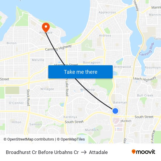 Broadhurst Cr Before Urbahns Cr to Attadale map