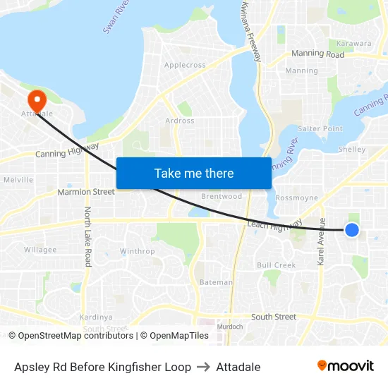 Apsley Rd Before Kingfisher Loop to Attadale map