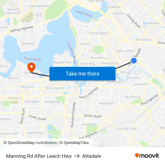 Manning Rd After Leach Hwy to Attadale map