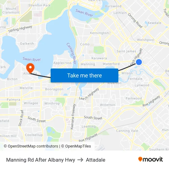 Manning Rd After Albany Hwy to Attadale map