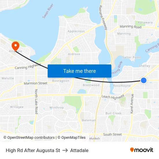 High Rd After Augusta St to Attadale map