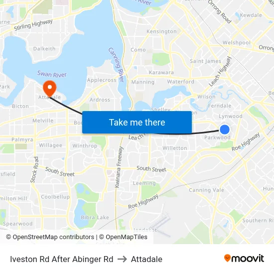Iveston Rd After Abinger Rd to Attadale map