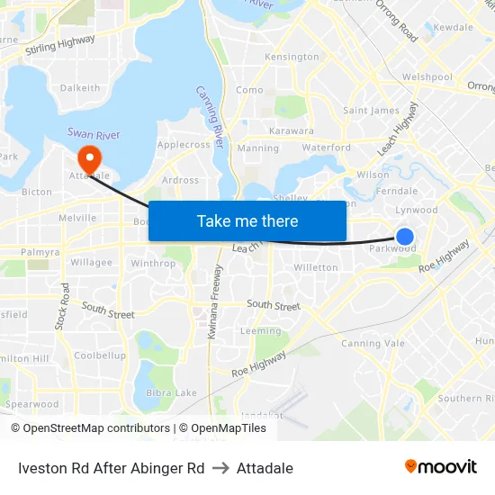 Iveston Rd After Abinger Rd to Attadale map