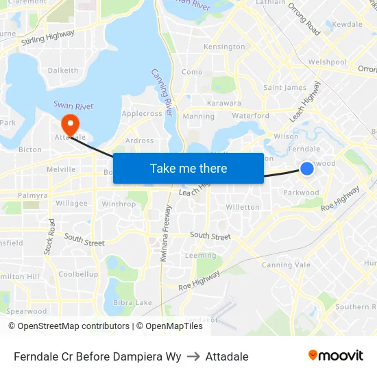 Ferndale Cr Before Dampiera Wy to Attadale map
