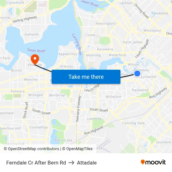 Ferndale Cr After Bern Rd to Attadale map