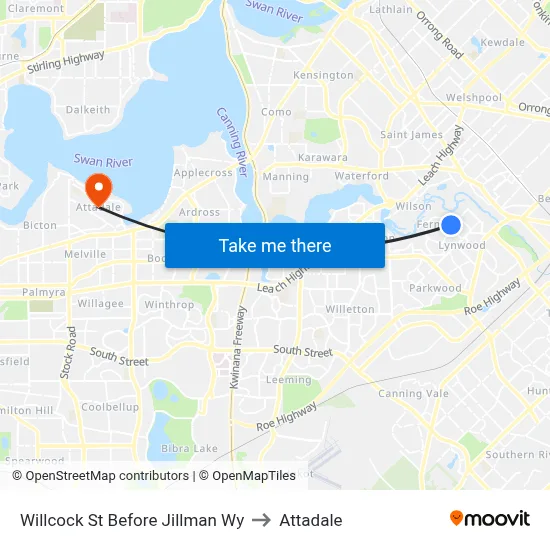 Willcock St Before Jillman Wy to Attadale map