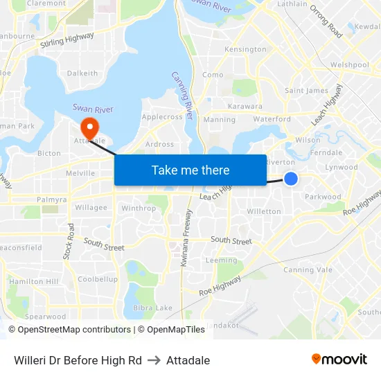 Willeri Dr Before High Rd to Attadale map