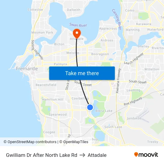 Gwilliam Dr After North Lake Rd to Attadale map