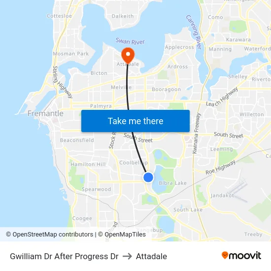 Gwilliam Dr After Progress Dr to Attadale map