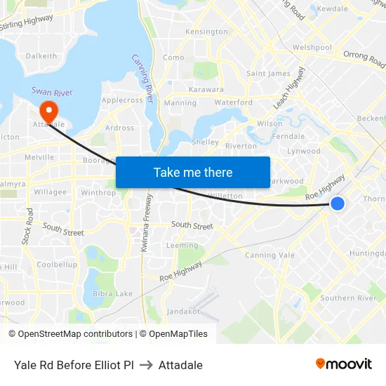 Yale Rd Before Elliot Pl to Attadale map