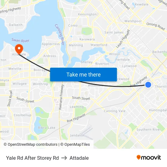Yale Rd After Storey Rd to Attadale map