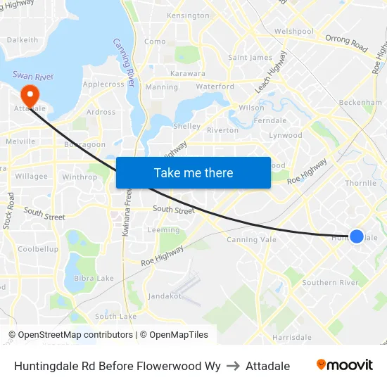 Huntingdale Rd Before Flowerwood Wy to Attadale map