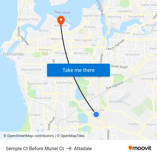 Semple Ct Before Muriel Ct to Attadale map