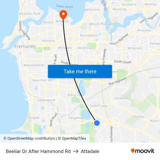 Beeliar Dr After Hammond Rd to Attadale map