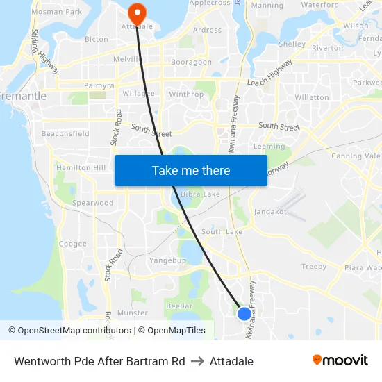 Wentworth Pde After Bartram Rd to Attadale map