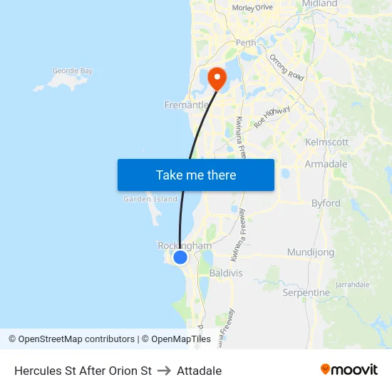Hercules St After Orion St to Attadale map