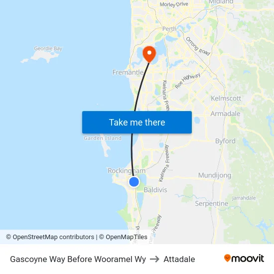 Gascoyne Way Before Wooramel Wy to Attadale map