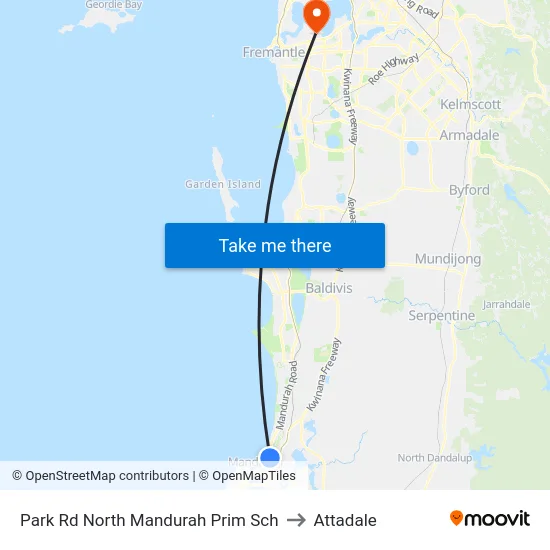Park Rd North Mandurah Prim Sch to Attadale map