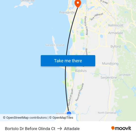 Bortolo Dr Before Olinda Ct to Attadale map
