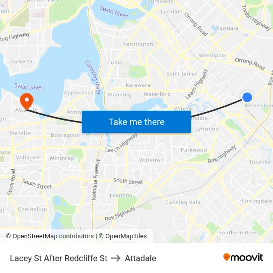 Lacey St After Redcliffe St to Attadale map