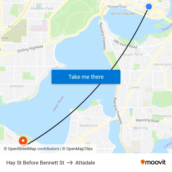 Hay St Before Bennett St to Attadale map