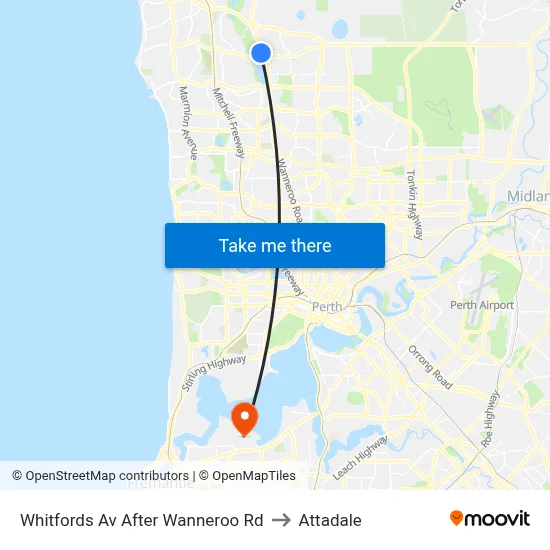 Whitfords Av After Wanneroo Rd to Attadale map