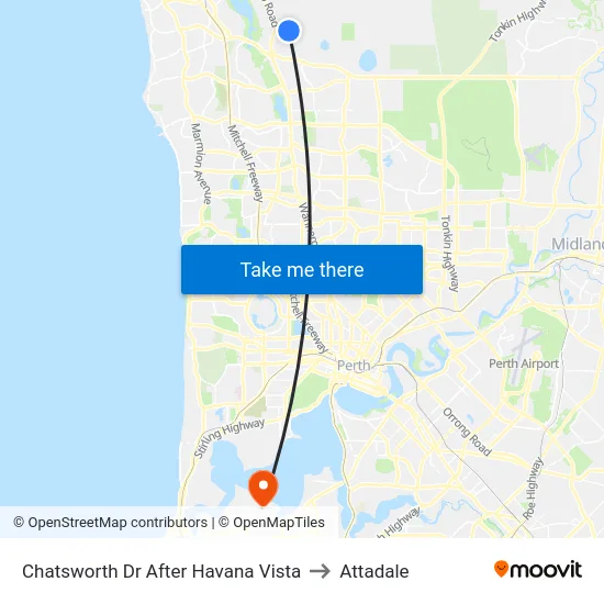 Chatsworth Dr After Havana Vista to Attadale map