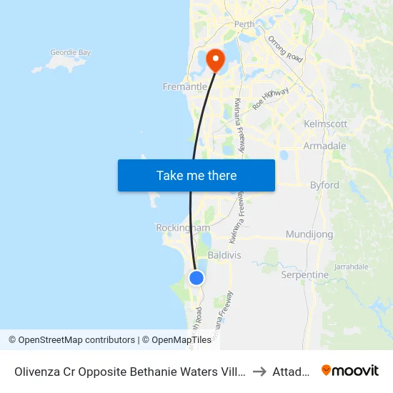 Olivenza Cr Opposite Bethanie Waters Village to Attadale map