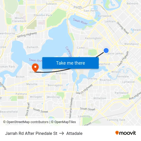 Jarrah Rd After Pinedale St to Attadale map