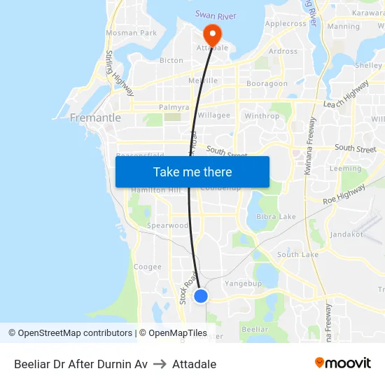 Beeliar Dr After Durnin Av to Attadale map