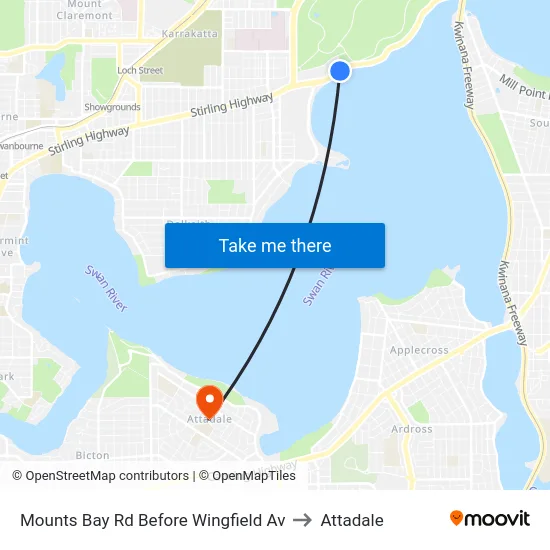 Mounts Bay Rd Before Wingfield Av to Attadale map