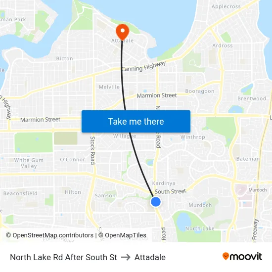 North Lake Rd After South St to Attadale map