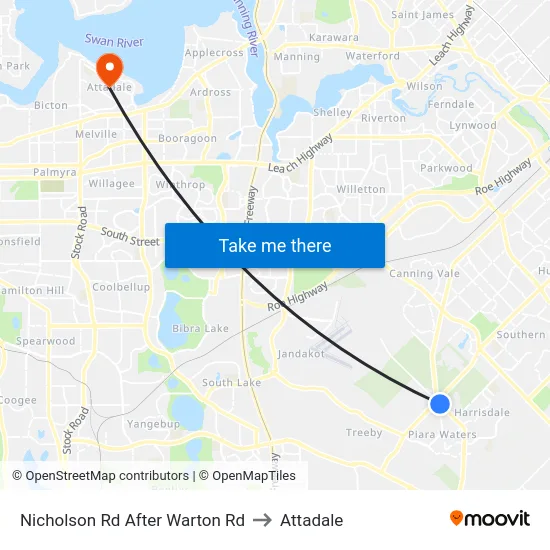Nicholson Rd After Warton Rd to Attadale map