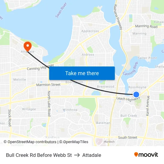 Bull Creek Rd Before Webb St to Attadale map