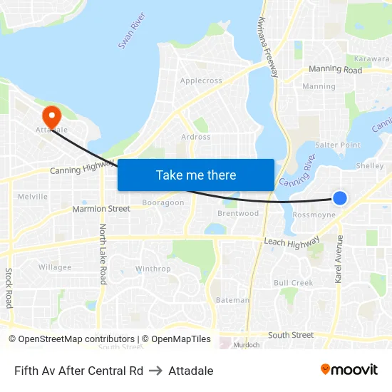 Fifth Av After Central Rd to Attadale map