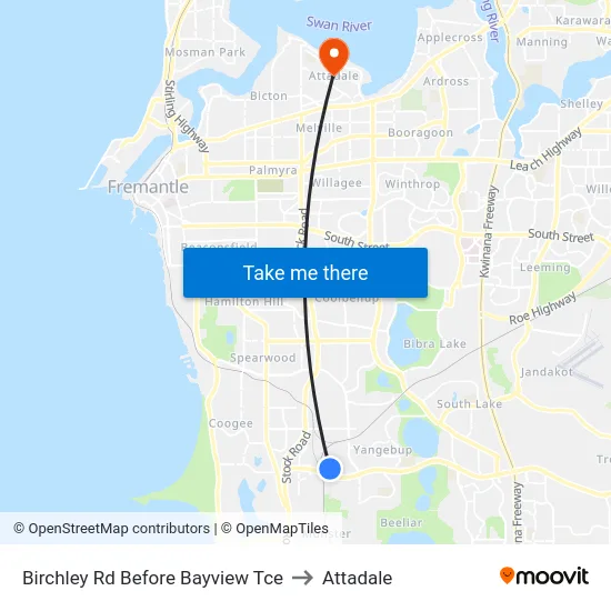 Birchley Rd Before Bayview Tce to Attadale map