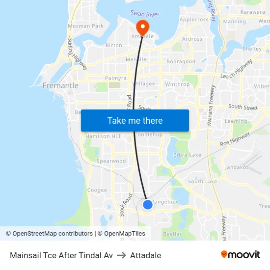 Mainsail Tce After Tindal Av to Attadale map