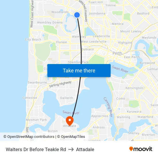 Walters Dr Before Teakle Rd to Attadale map