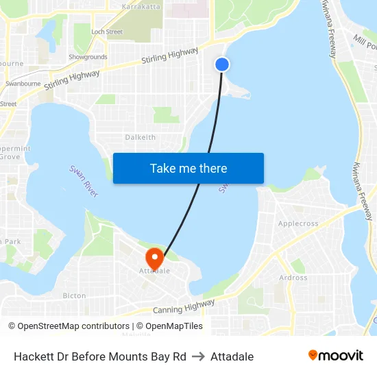 Hackett Dr Before Mounts Bay Rd to Attadale map