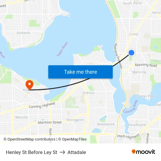 Henley St Before Ley St to Attadale map