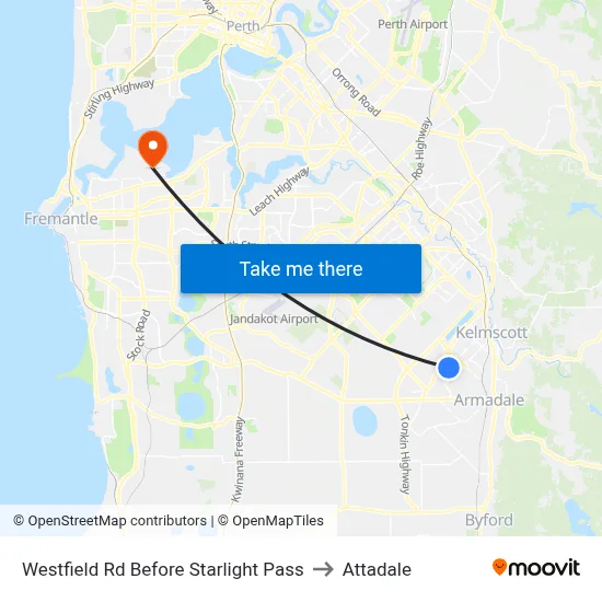 Westfield Rd Before Starlight Pass to Attadale map