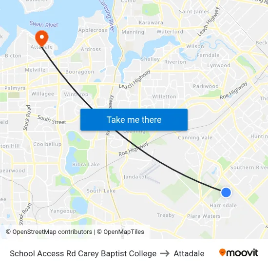 School Access Rd Carey Baptist College to Attadale map