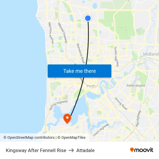 Kingsway   After Fennell Rise to Attadale map