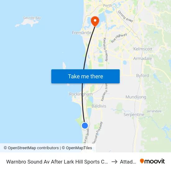Warnbro Sound Av After Lark Hill Sports Complex to Attadale map