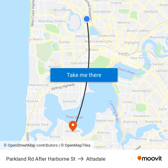 Parkland Rd After Harborne St to Attadale map