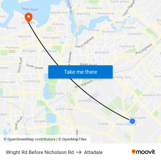 Wright Rd Before Nicholson Rd to Attadale map