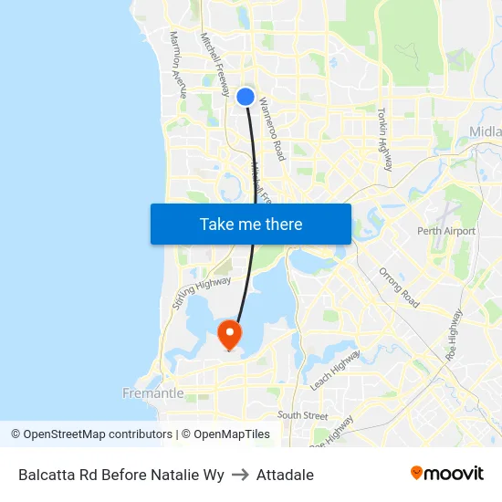 Balcatta Rd Before Natalie Wy to Attadale map